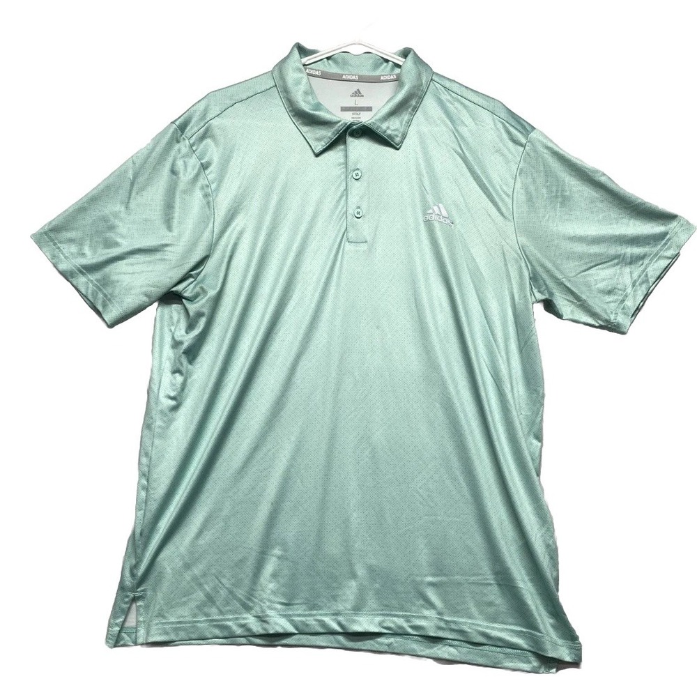 Adidas Golf Polo Shirt Men Large Mint Green Stretch Moisture Wicking Performance